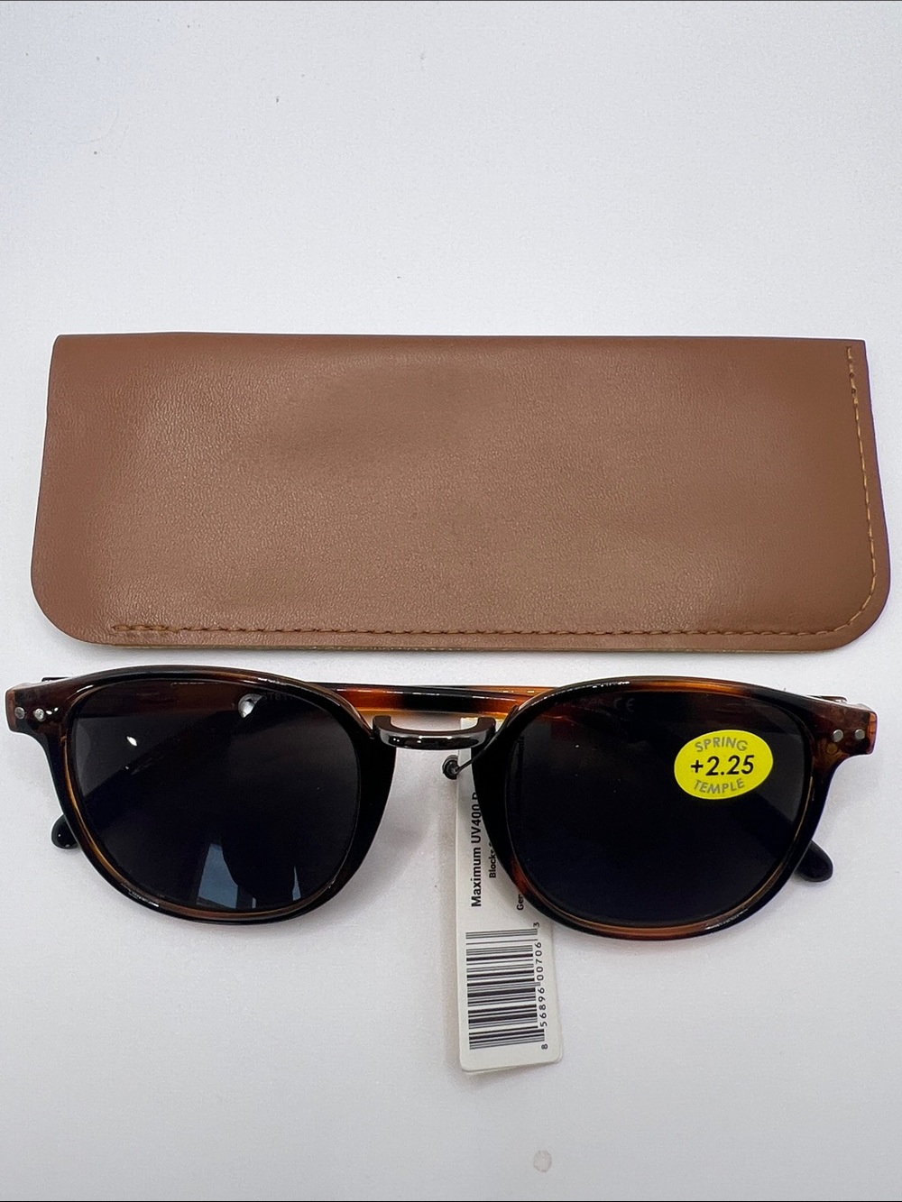 Brown Tortoiseshell Unisex +2.25 Reading Sunglasses with Case - NWOT- P6